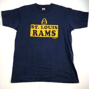 St. Louis Rams Single Stitch Vintage Arch Shirt 90 NFL Mens Size X-Large Navy